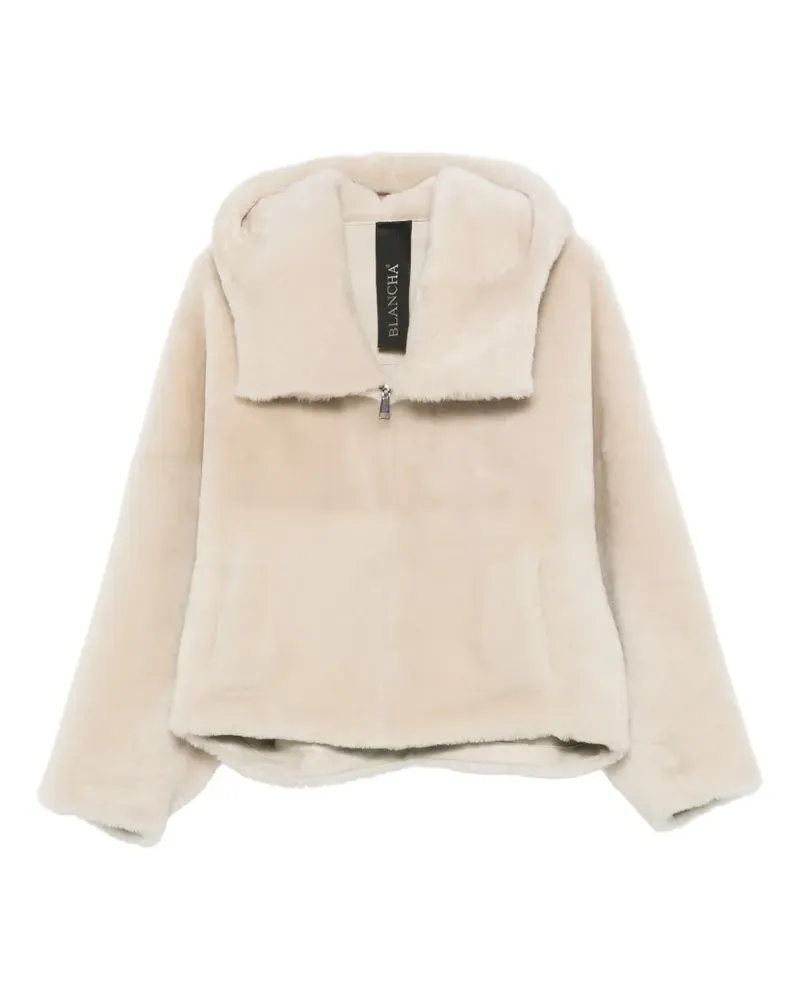BLANCHA hooded shearling jacket - Nude Nude