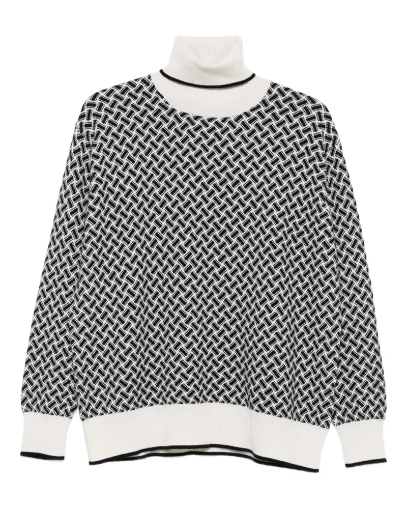 Drumohr  Rollkragenpullover mit geometrischem Muster - Weiß Weiß