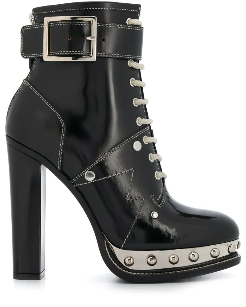 Alexander McQueen Plateau-Stiefeletten - Schwarz Schwarz