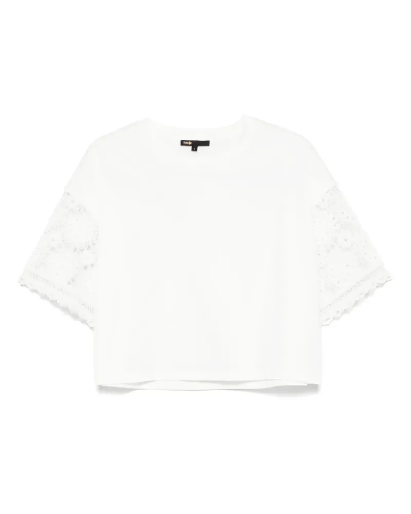 Maje T-Shirt in Häkeloptik - Weiß Weiß