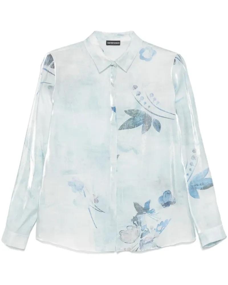 Emporio Armani Hemd mit Blumen-Print - Blau Blau