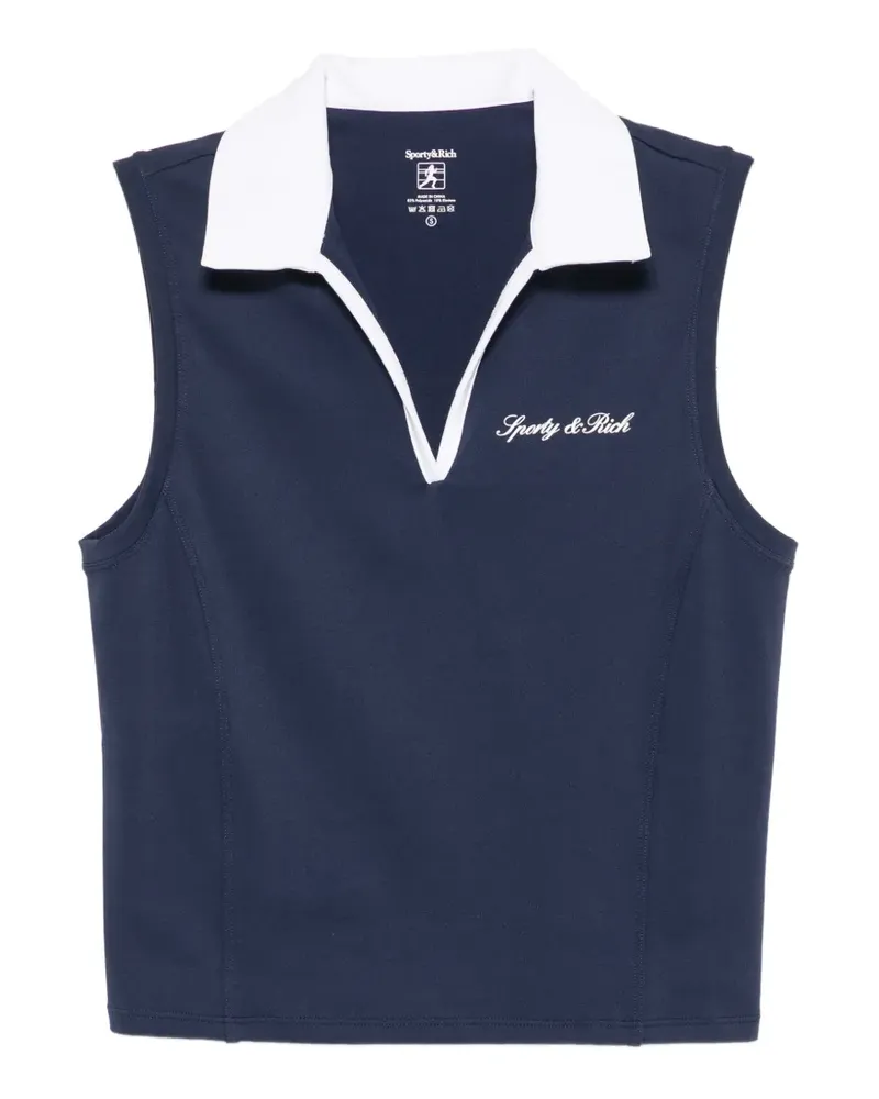 SPORTY & RICH sleeveless contrast-collar top - Blau Blau