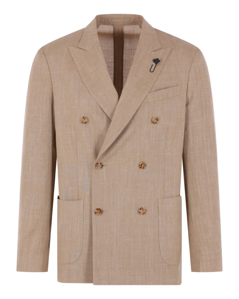 LARDINI double-breasted peak-lapel blazer - Nude Nude