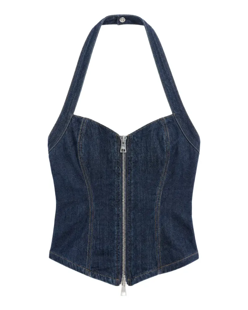 Reformation Kessie Neckholder-Top aus Denim - Blau Blau