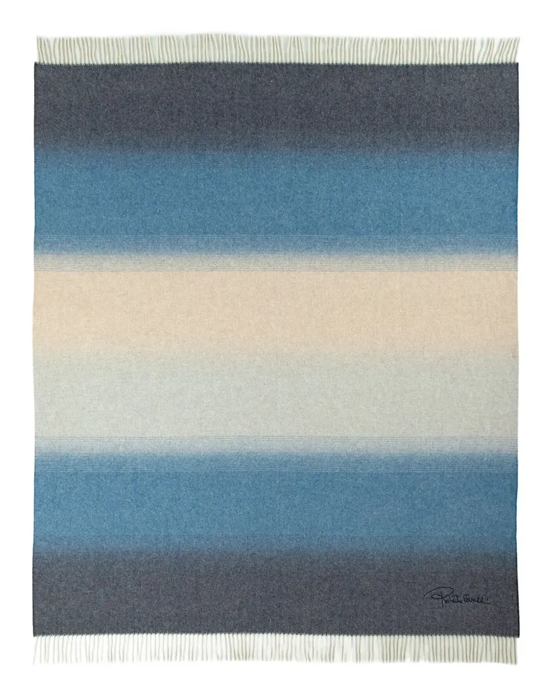 Roberto Cavalli Home fringed wool blanket - Blau Blau