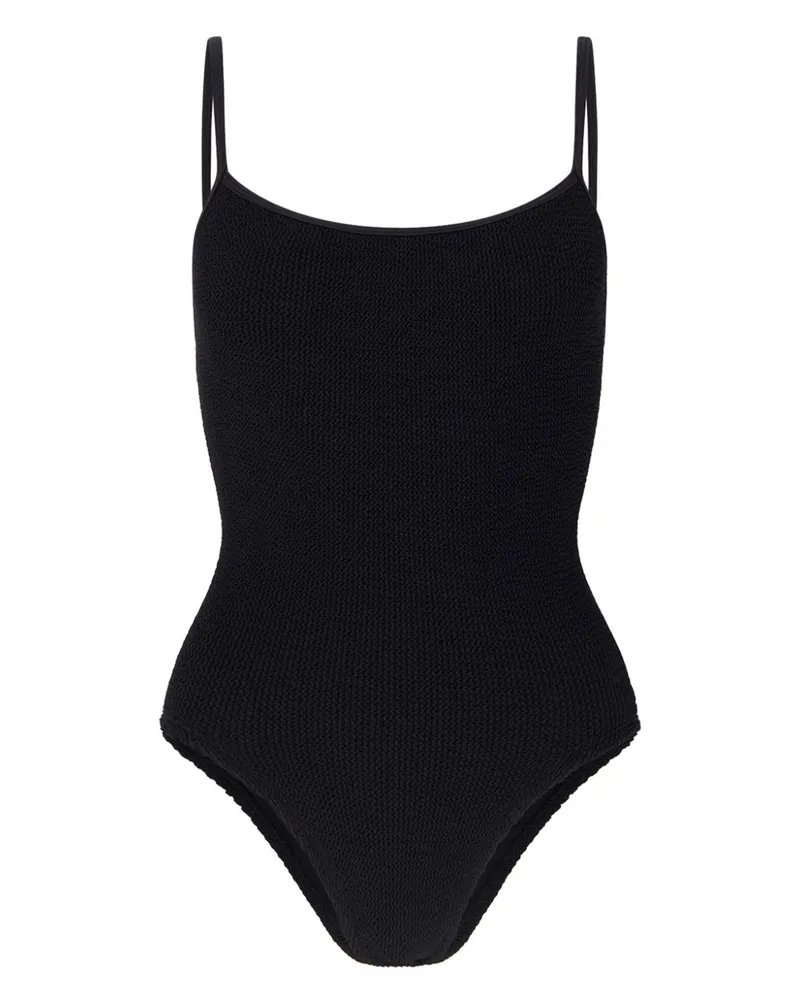 Hunza G Pamela Badeanzug mit Knitteroptik - Schwarz Schwarz