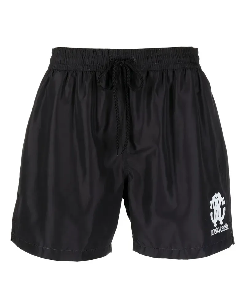 Roberto Cavalli Badeshorts mit Logo-Patch - Schwarz Schwarz