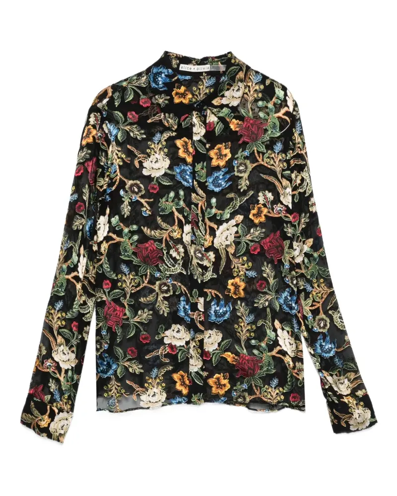 Alice + Olivia Willa Bluse mit Blumen-Print - Schwarz Schwarz