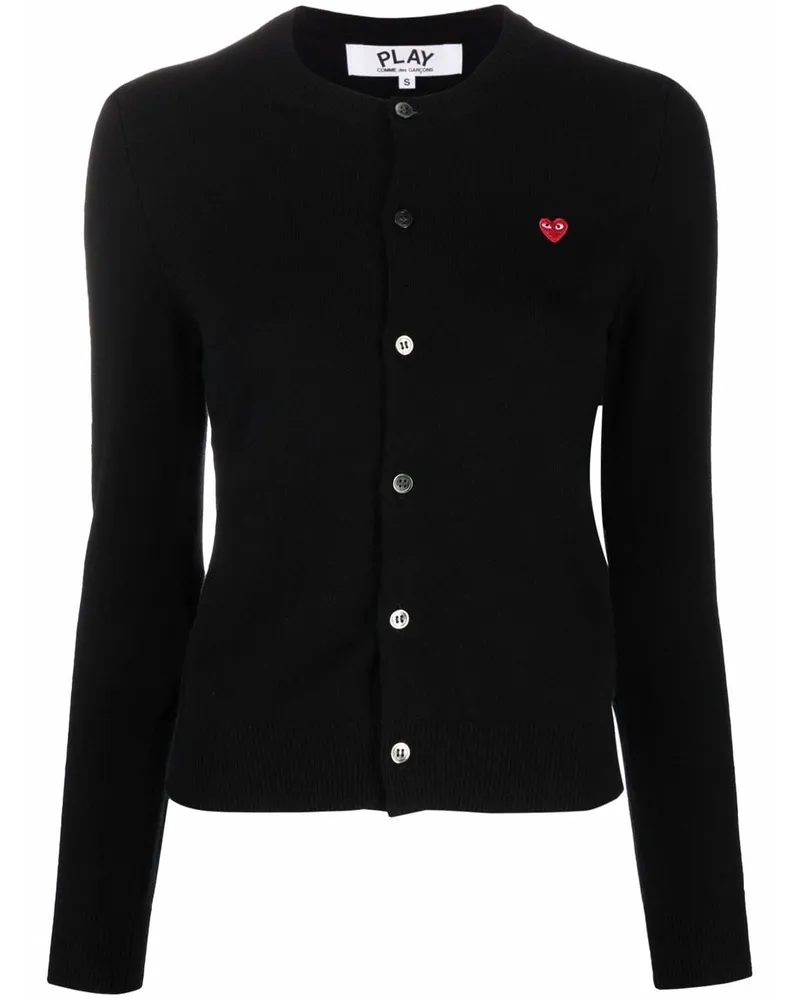 Comme des Garçons Fein gestrickter Cardigan mit Logo-Patch - Schwarz Schwarz