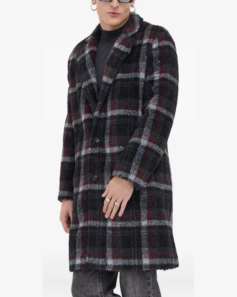 HUGO BOSS checked buttoned coat - Grau Grau