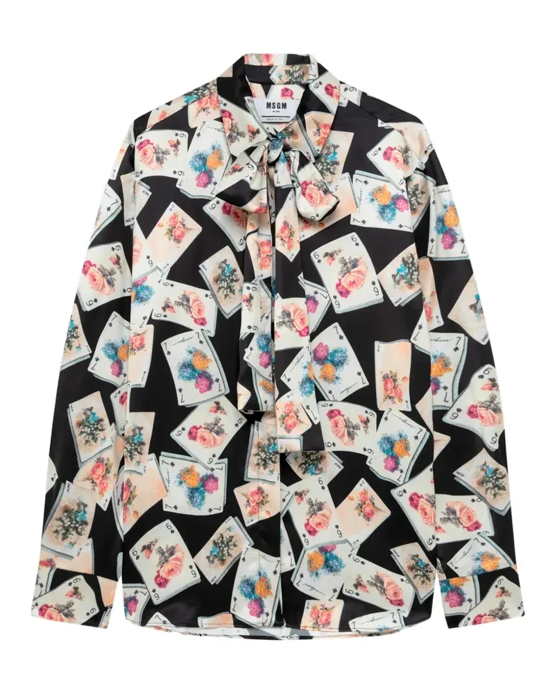 MSGM Bluse mit Spielkarten-Print - Schwarz Schwarz