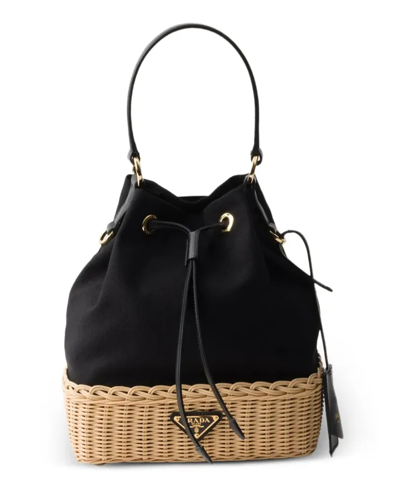 Prada Beuteltasche aus Korbgeflecht - Schwarz Schwarz