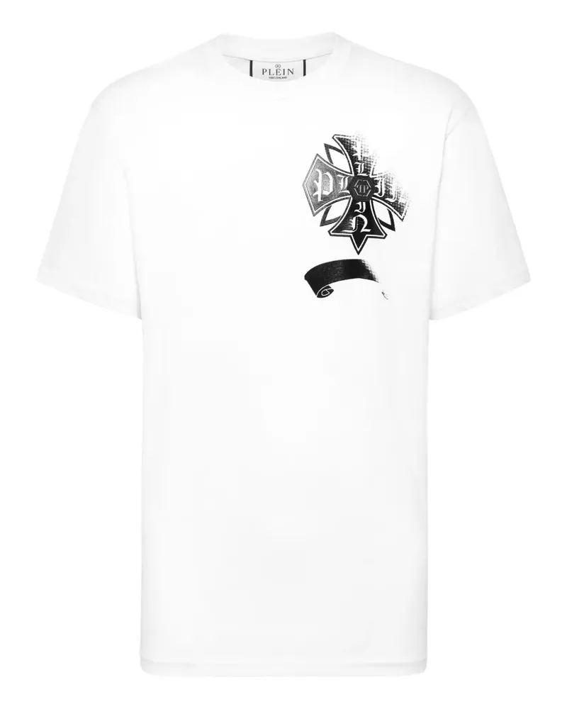 Philipp Plein Destroyed Crest T-Shirt - Weiß Weiß