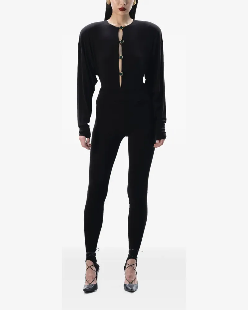 MANURÍ Romy Gold long-sleeved jumpsuit - Schwarz Schwarz