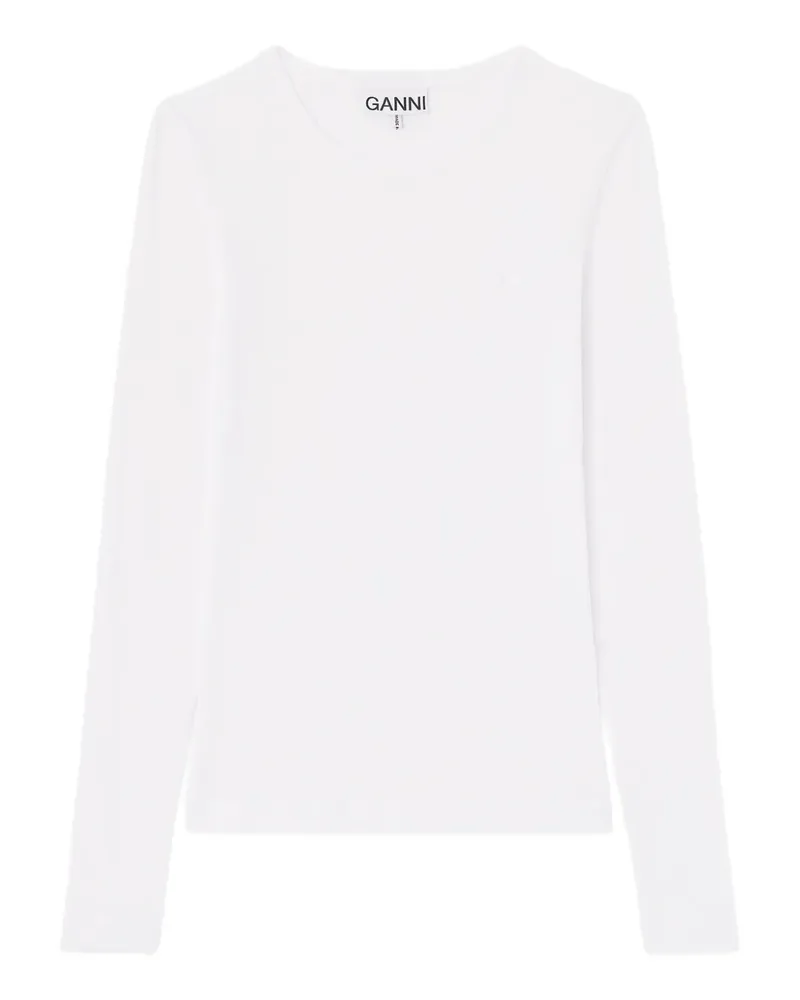 Ganni Klassisches Langarmshirt - Weiß Weiß