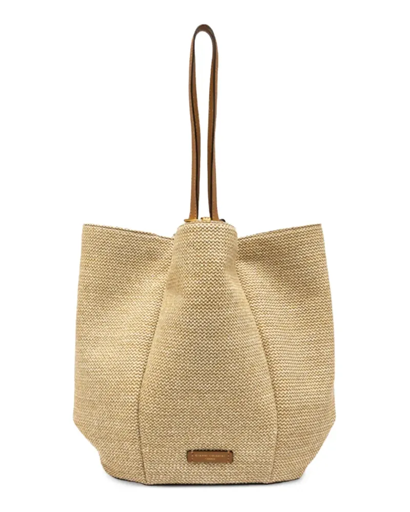 Gianni Chiarini large Lily woven leather-trim tote bag - Nude Nude