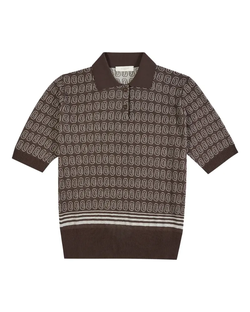 Zanone Geometrisch gemustertes Poloshirt - Braun Braun