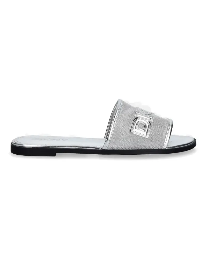 DKNY logo-patch mesh sandals - Silber Silber