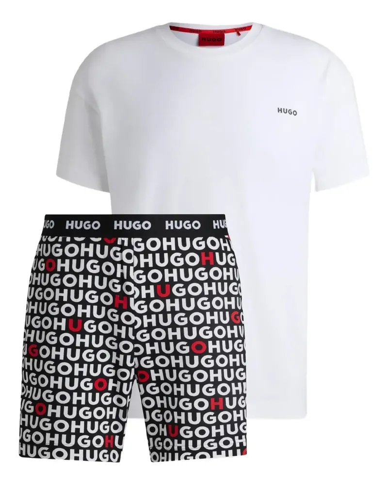 HUGO BOSS Pyjama mit Logo-Print - Weiß Weiß