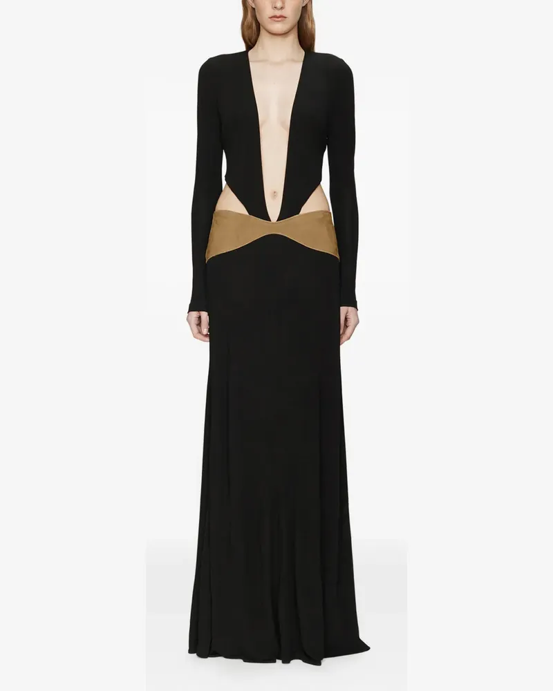 Christopher Esber Contour Wildleder-Abendkleid mit V-Ausschnitt - Schwarz Schwarz