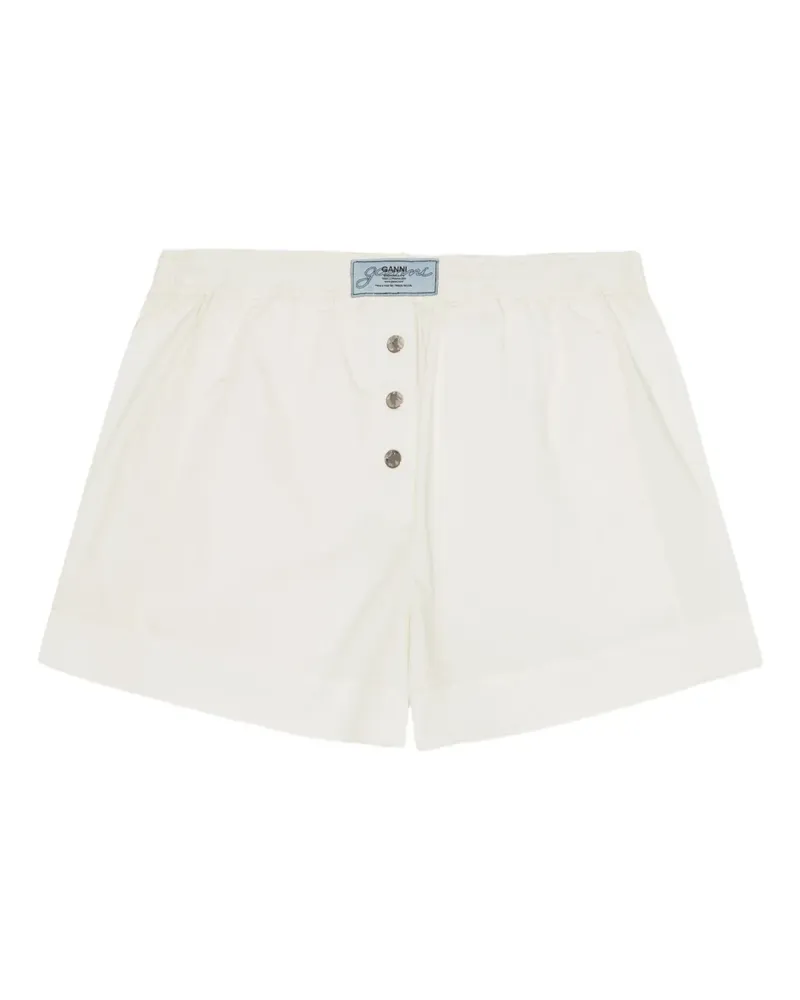 Ganni Shorts mit Logo-Patch - Weiß Weiß