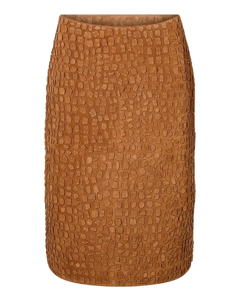 Yves Salomon crocodile-effect midi skirt - Braun Braun