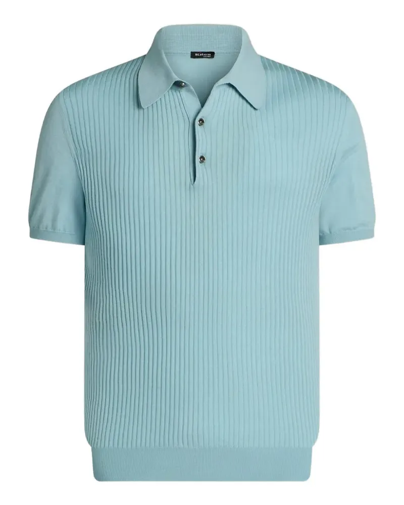 Kiton Poloshirt aus geripptem Strick - Blau Blau