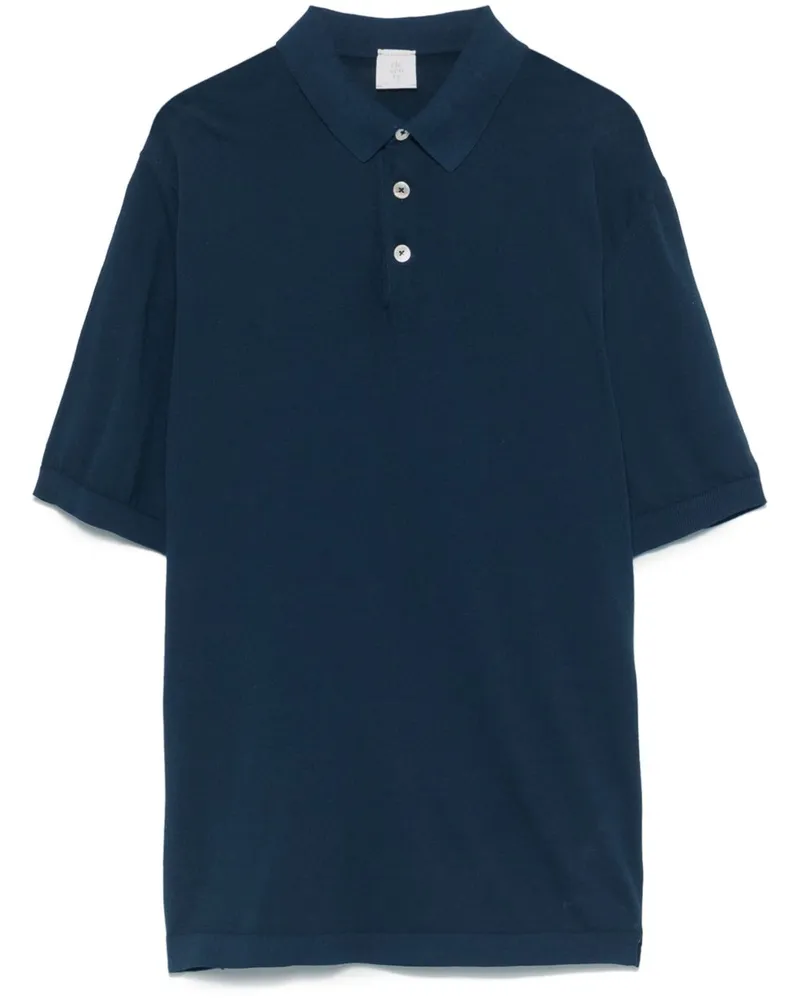 Eleventy Fein gestricktes Poloshirt - Blau Blau