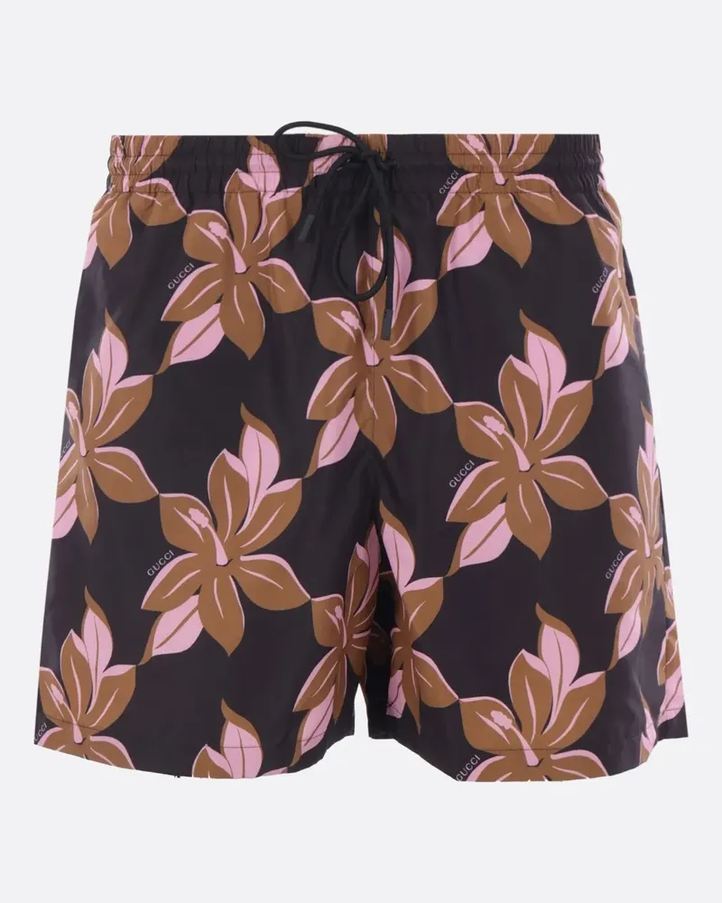 Gucci Geblümte Badeshorts - Braun Braun