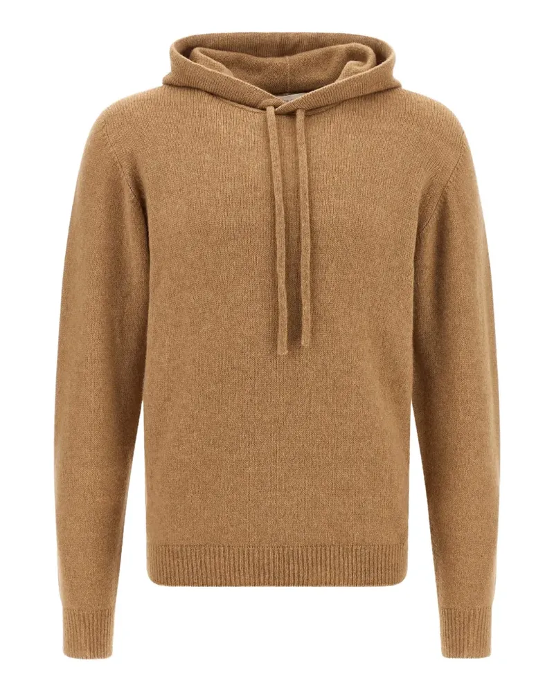Roberto Collina Gerippter Pullover mit Kapuze und Kordelzug - Braun Braun