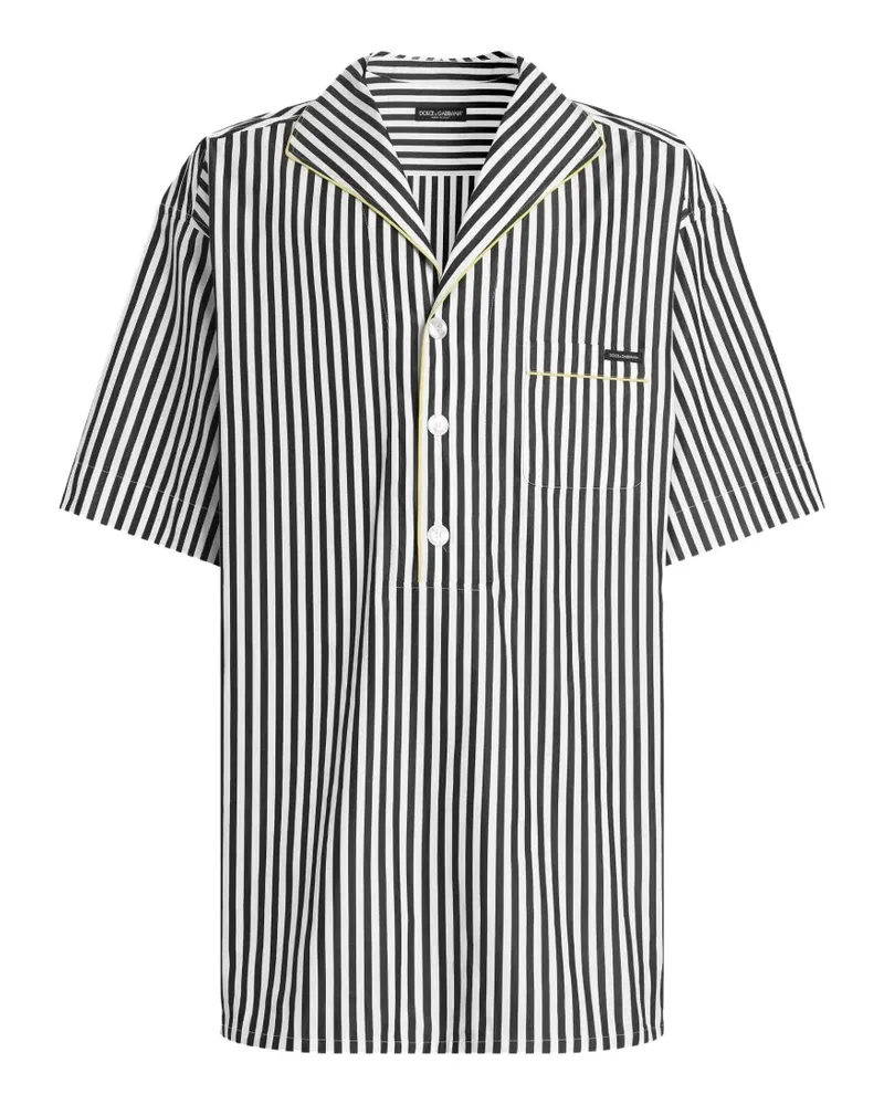 Dolce & Gabbana Gestreiftes Hemd aus Popeline - Weiß Weiß