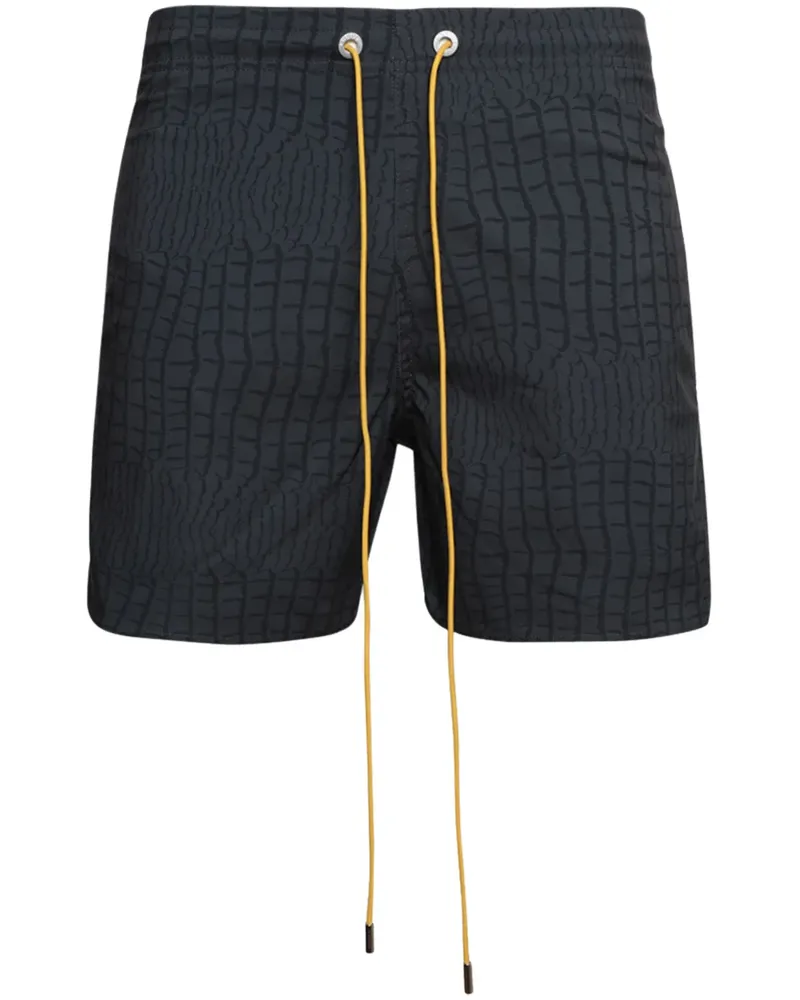 RHUDE Badeshorts mit Animal-Print - Schwarz Schwarz