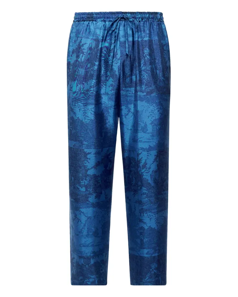 Pierre-Louis Mascia landscape-print drawstring trousers - Blau Blau