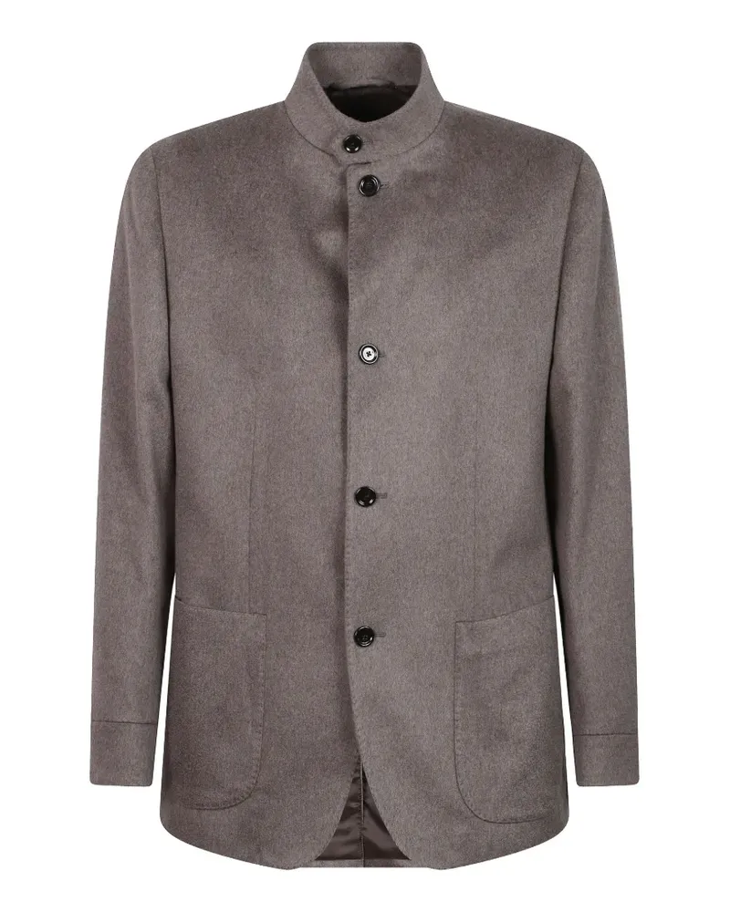 LARDINI button-up stand-collar coat - Grau Grau