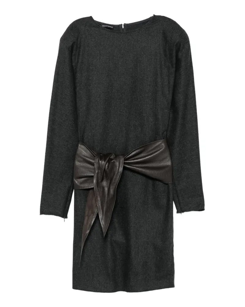 Emporio Armani belted long-sleeve midi dress - Grau Grau