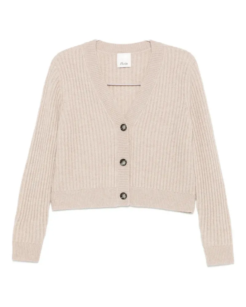 ALLUDE ribbed-knit V-neck cardigan - Nude Nude