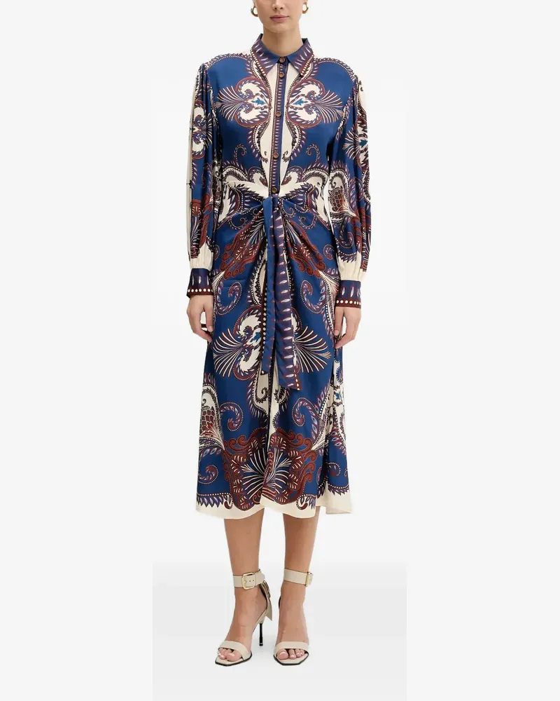 FARM Rio tie-waist midi dress - Blau Blau