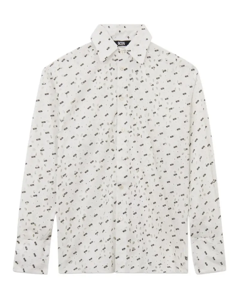 GCDS Hemd mit Blumenstickerei - Weiß Weiß