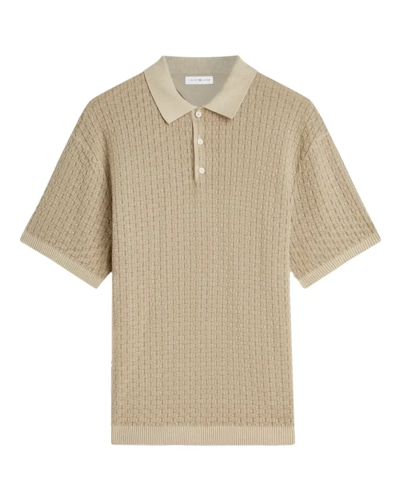 Tommy Hilfiger basket-weave polo shirt - Nude Nude