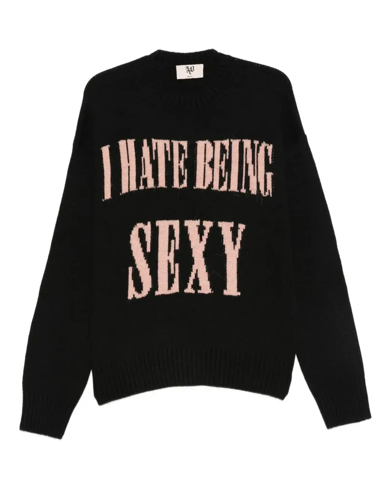 Aniye By Intarsien-Pullover mit Slogan - Schwarz Schwarz