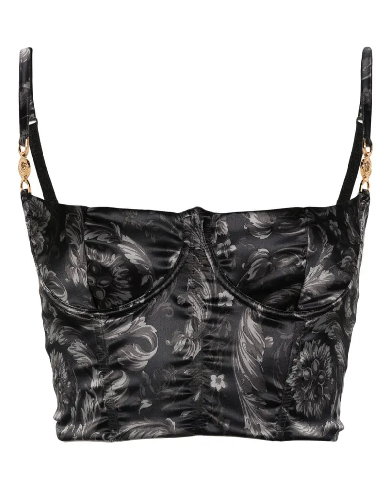 Versace Bustier aus Barocco-Satin - Schwarz Schwarz