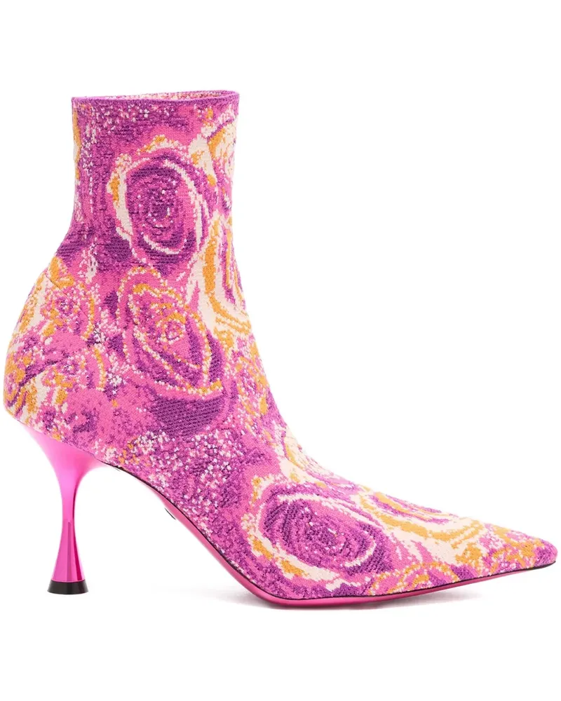Roberto Cavalli Stiefeletten mit Blumenmotiv - Rosa Rosa