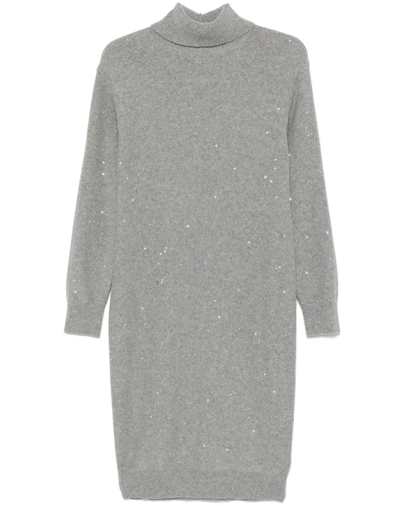 Peserico Midikleid mit Pailletten - Grau Grau