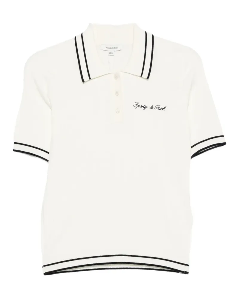 SPORTY & RICH Poloshirt mit Zopfmuster - Weiß Weiß