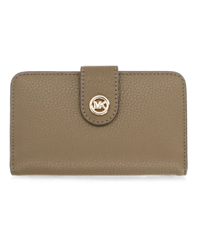 Michael Kors medium logo-plaque pebbled-leather wallet - Nude Nude
