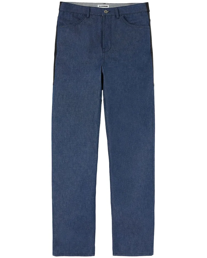 Jil Sander Hose mit Kontrasteinsätzen - Blau Blau