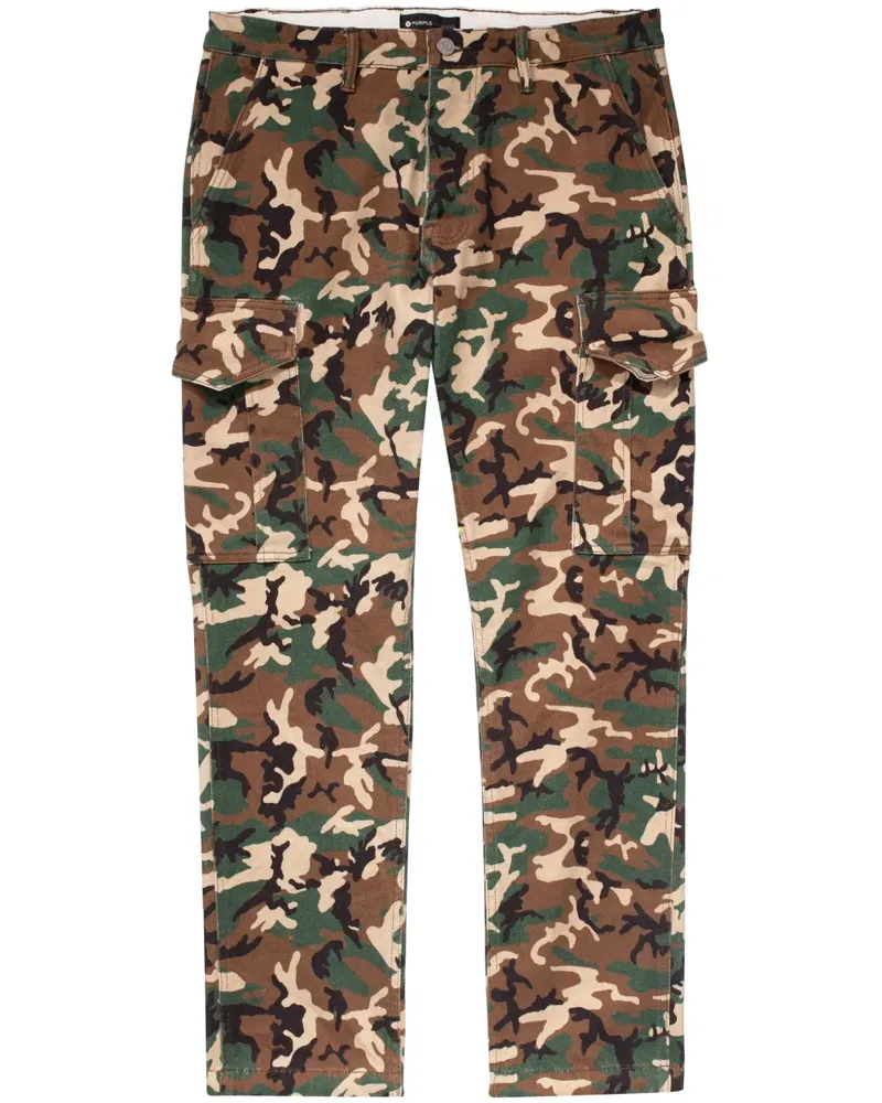 PURPLE BRAND Cargohose mit Camouflage-Print - Braun Braun