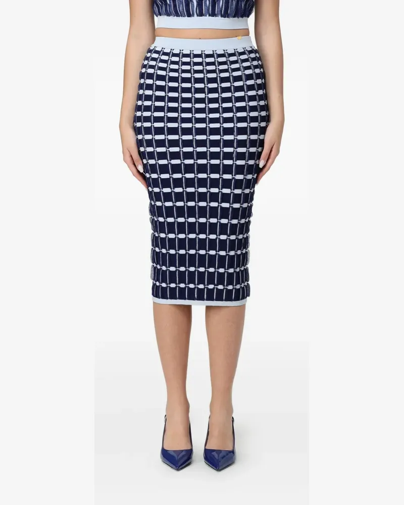 Elisabetta Franchi Gemusterter Midirock - Blau Blau