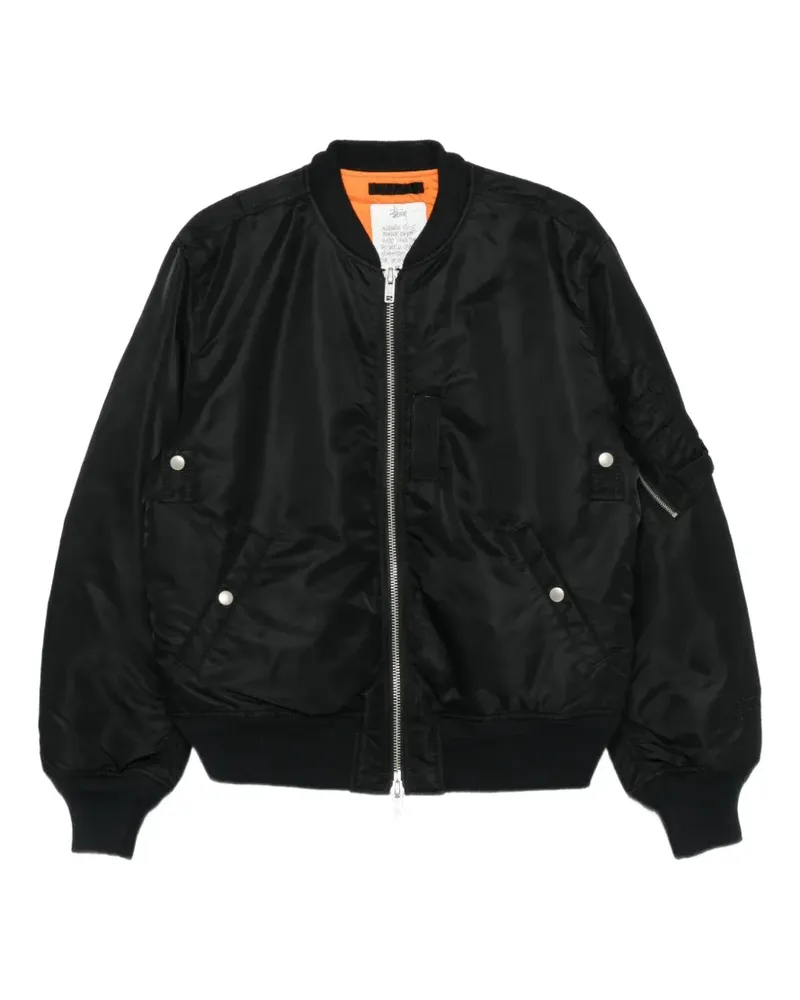 Stüssy logo-embroidered bomber jacket - Schwarz Schwarz