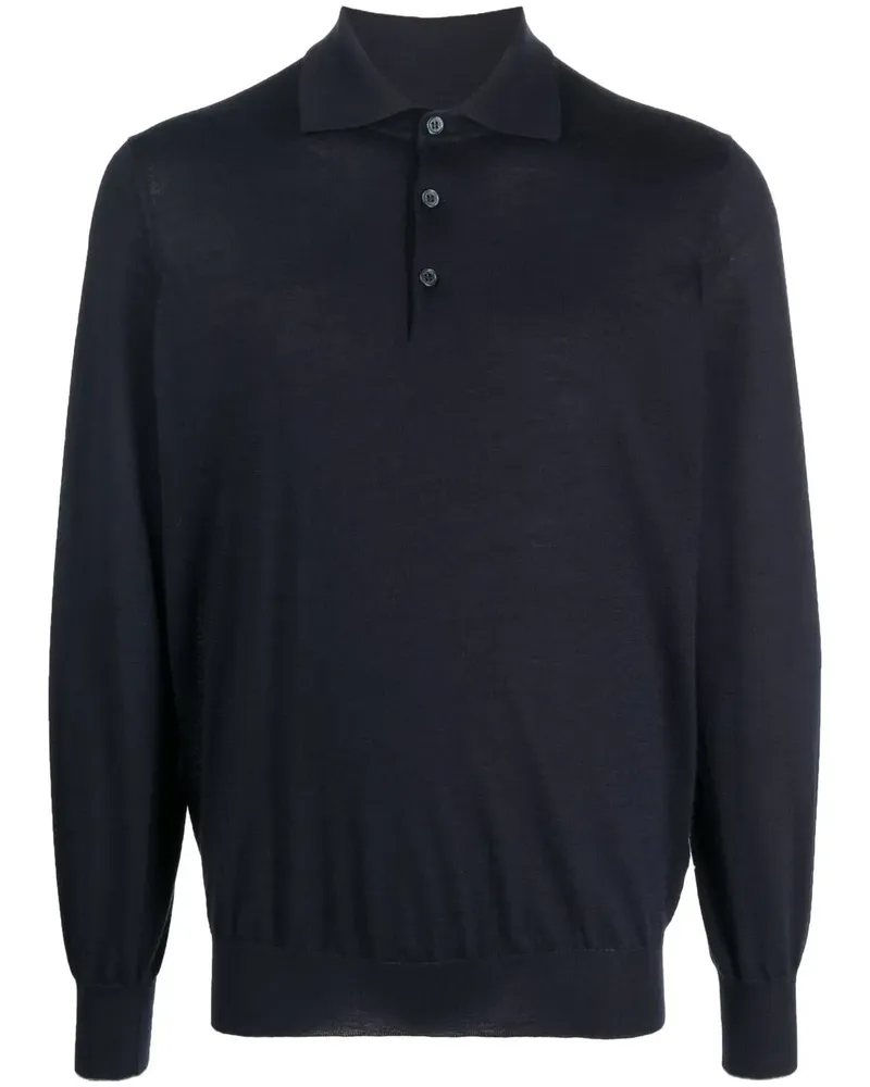 Brunello Cucinelli Langärmeliges Poloshirt - Blau Blau